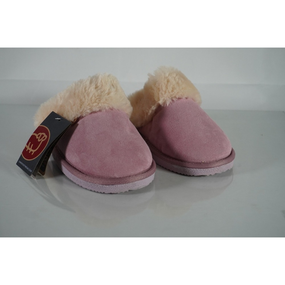 Girls LAMO Cozy Pink Warm‎ Faux Fur Slippers with Pink Soles Size 1Y (M) New